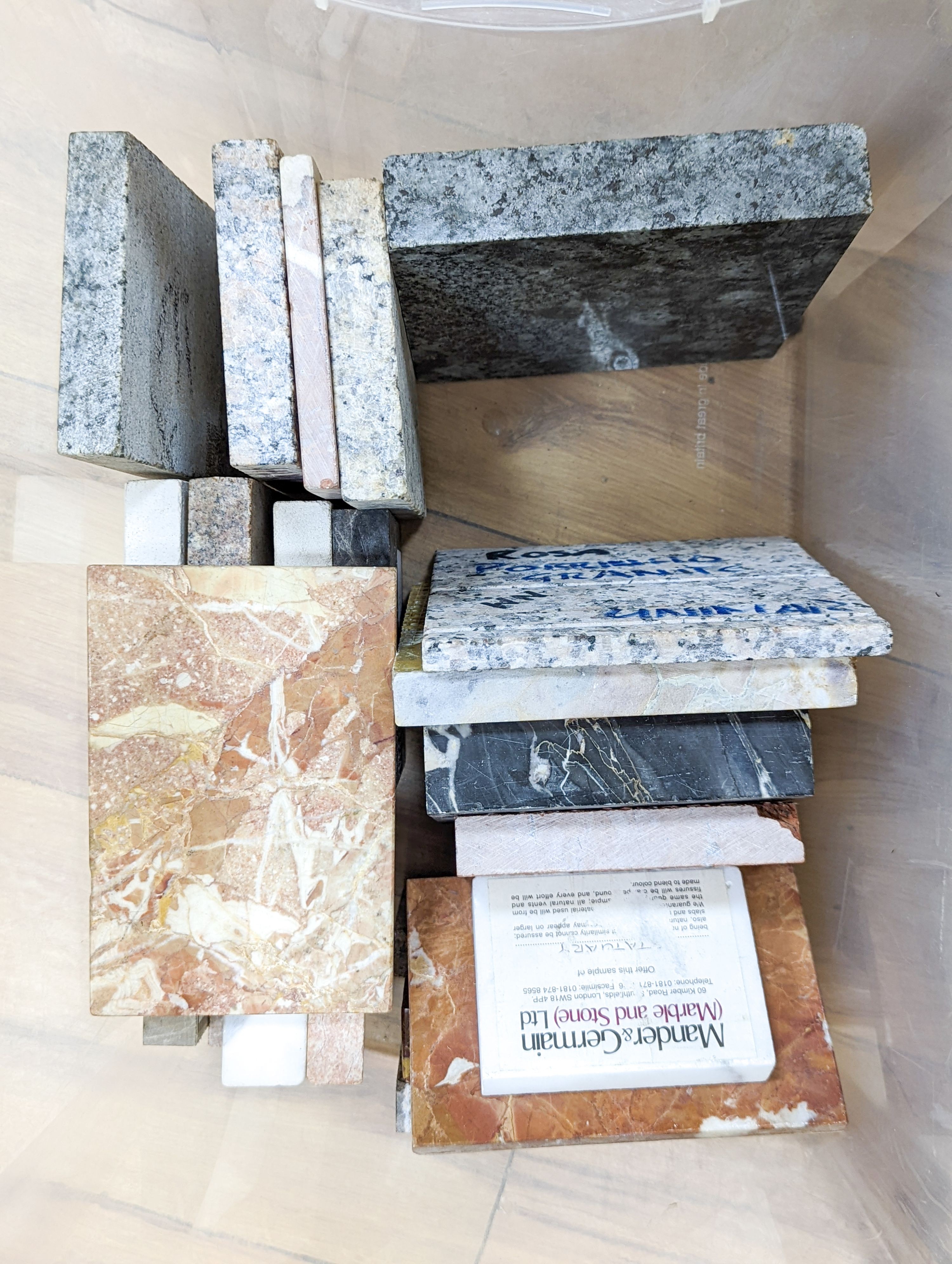 A group of cut stone coasters (with other located throughout the property)